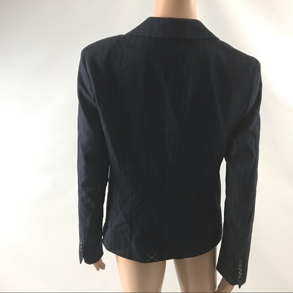 Ann Taylor Women’s Size 4 Blazer Jacket Blue Navy Striped - Picture 2 of 4